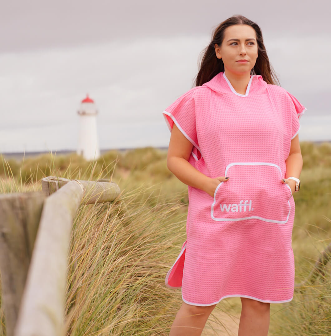 waffl Hooded Poncho - Flamingo Pink