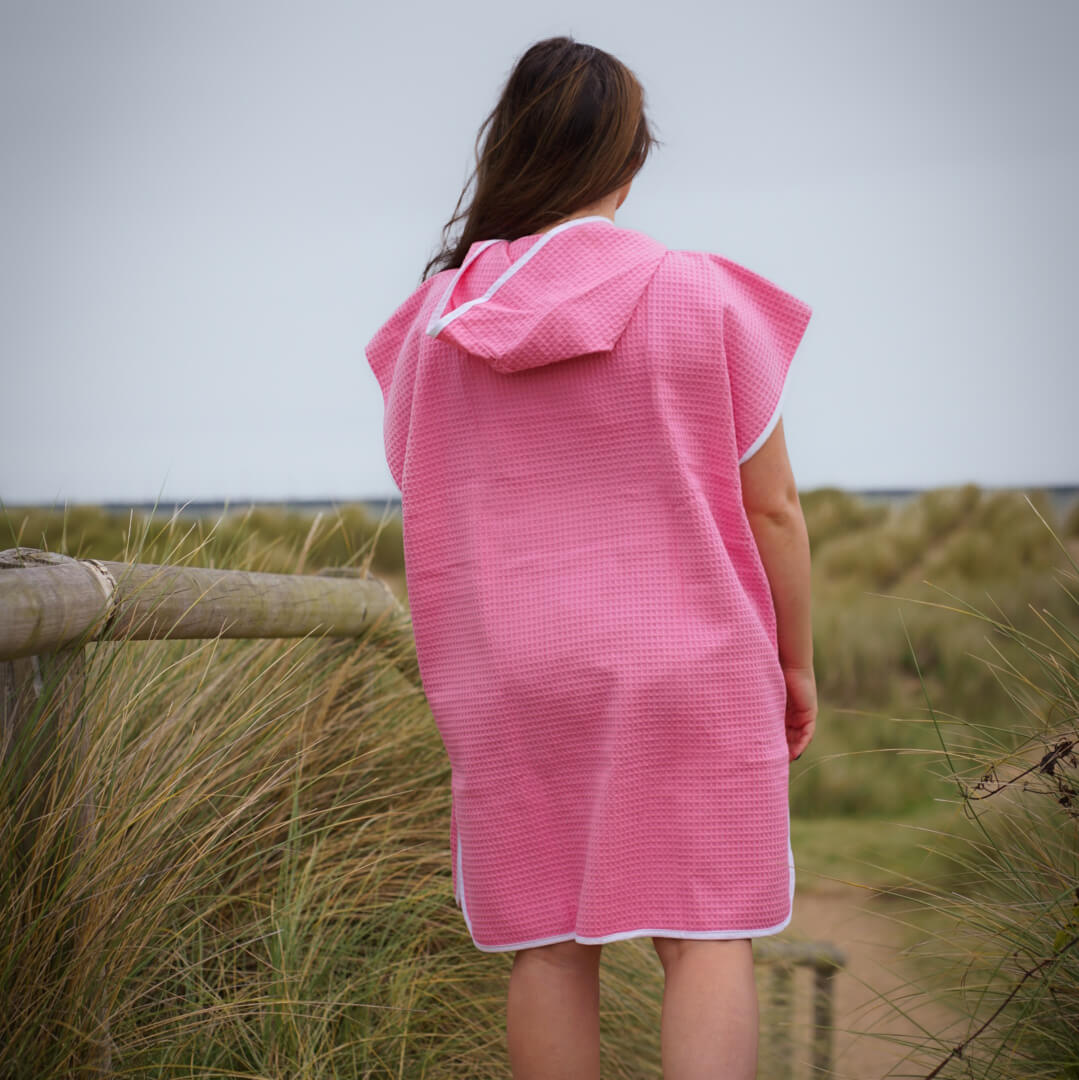waffl Hooded Poncho - Flamingo Pink
