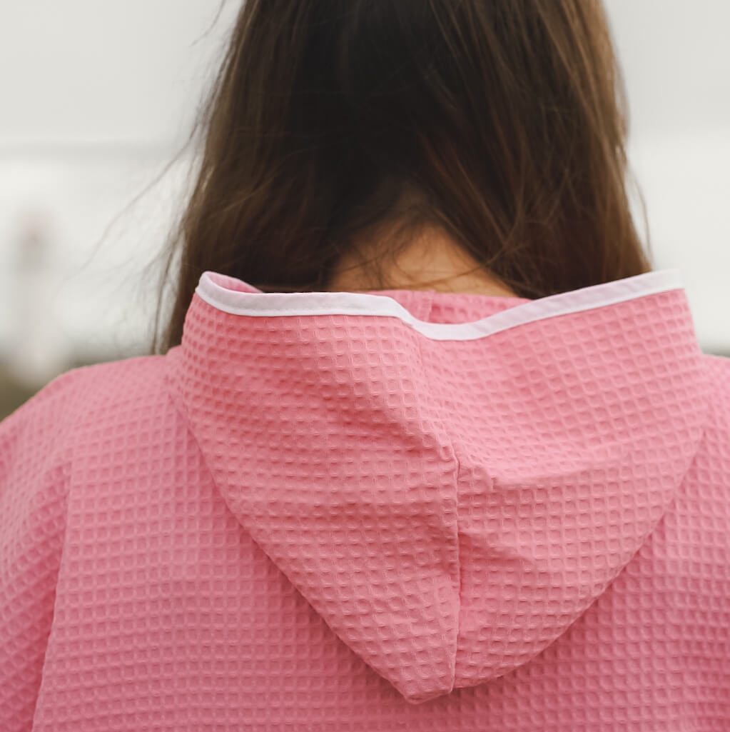 waffl Hooded Poncho - Flamingo Pink