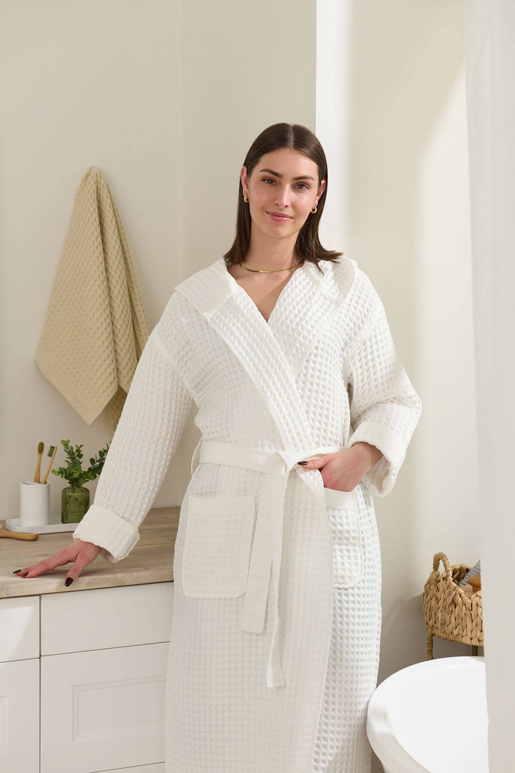 waffl Bath Robe - White