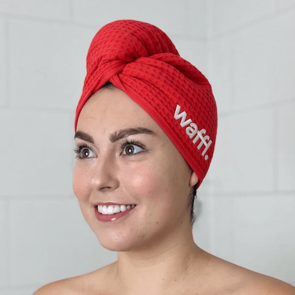 Red waffl hair wrap