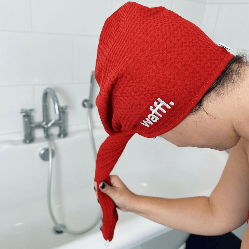 Red waffl hair wrap