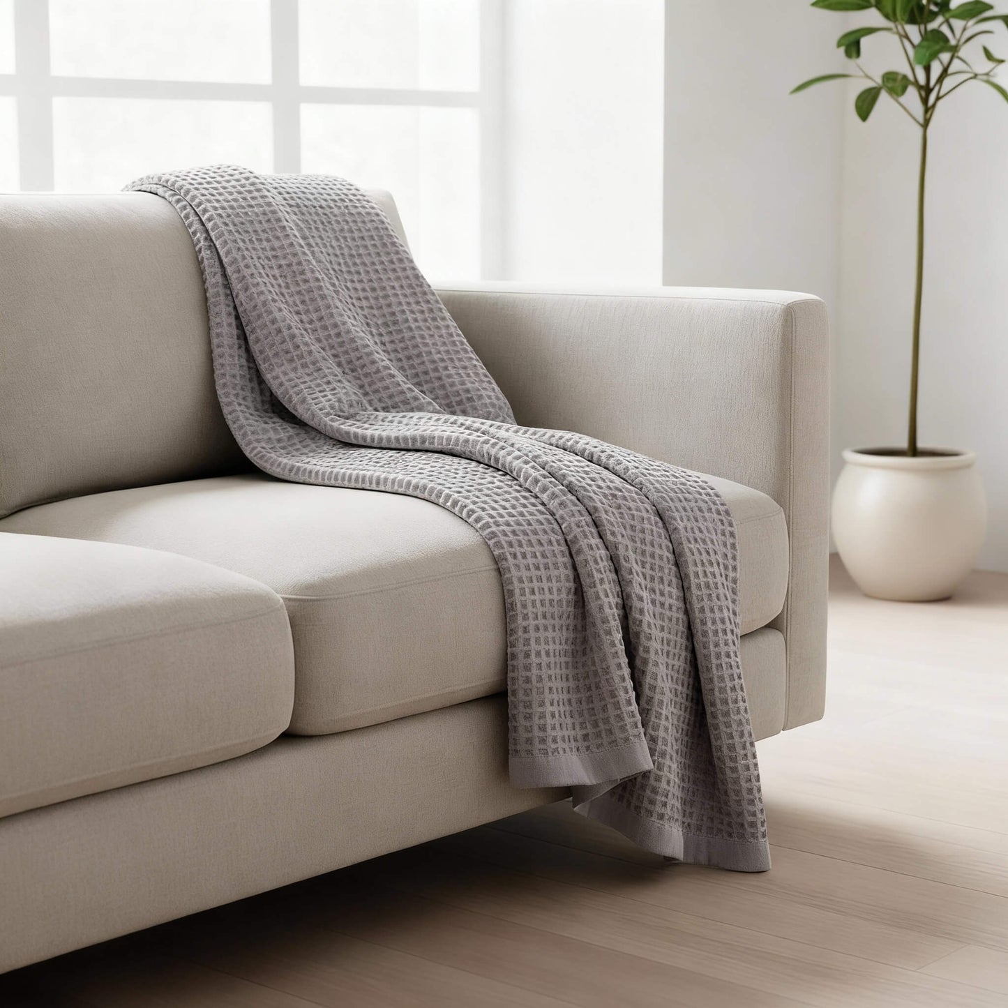 waffl Throw - Stone Grey